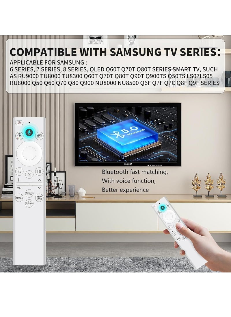 Gravity Solar Voice Remote Replacement for Samsung Frame TV Remote with Bluetooth Rechargeable Solar Cell, for Samsung  Smart TVs Ultra HD 4K 8K Neo QLED UHD, 4 Shortcut Buttons, White - Image 3