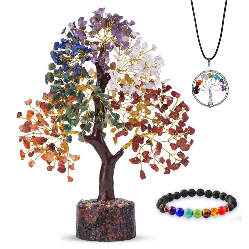 ABHISUBYA ABHISUBYA Seven Chakra Tree of Life for Positive Energy  Feng Shui Crystals and Healing Stones Crystal Decoration Money Handmade 7 Chakra Stone Tree Healing Crystals Spiritual Gifts 