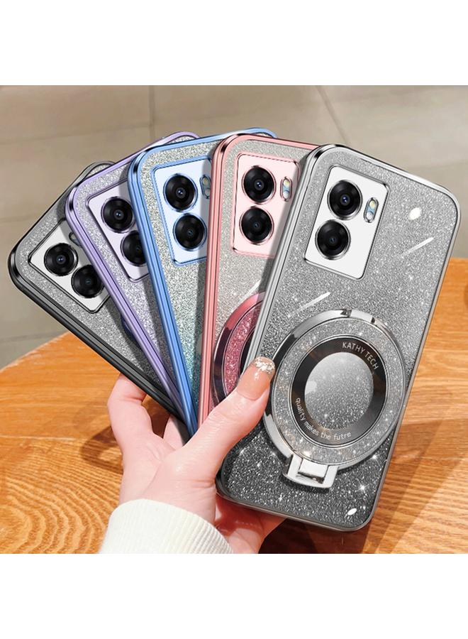 S-TOP Case For OPPO A57 5G Plated Gradient Glitter Round Holder TPU Phone Case - Image 2