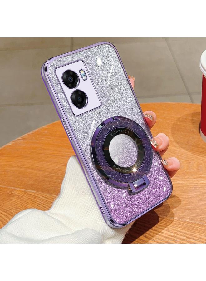S-TOP Case For OPPO A57 5G Plated Gradient Glitter Round Holder TPU Phone Case - Image 1