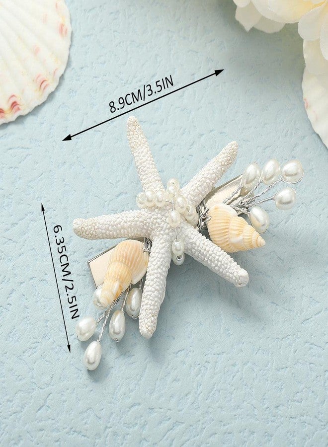 Brishow Starfish Clip Silver Seashell Hair Accessories Pearl Beach Wedding Hair clips for Brides and Bridesmaids - Image 4