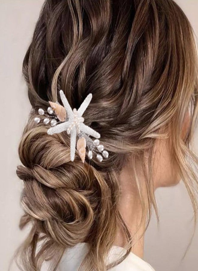 Brishow Starfish Clip Silver Seashell Hair Accessories Pearl Beach Wedding Hair clips for Brides and Bridesmaids - Image 3