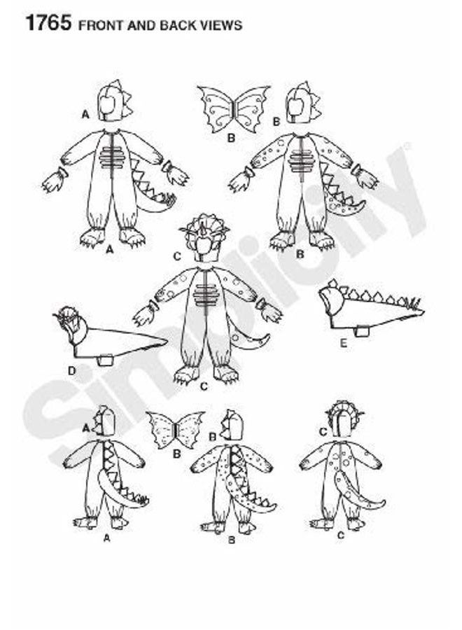 Simplicity 1765 Child's and Dog's Dinosaur Costume Sewing Patterns, Children's Sizes 3-8 and Dog's Sizes S-L - Image 3