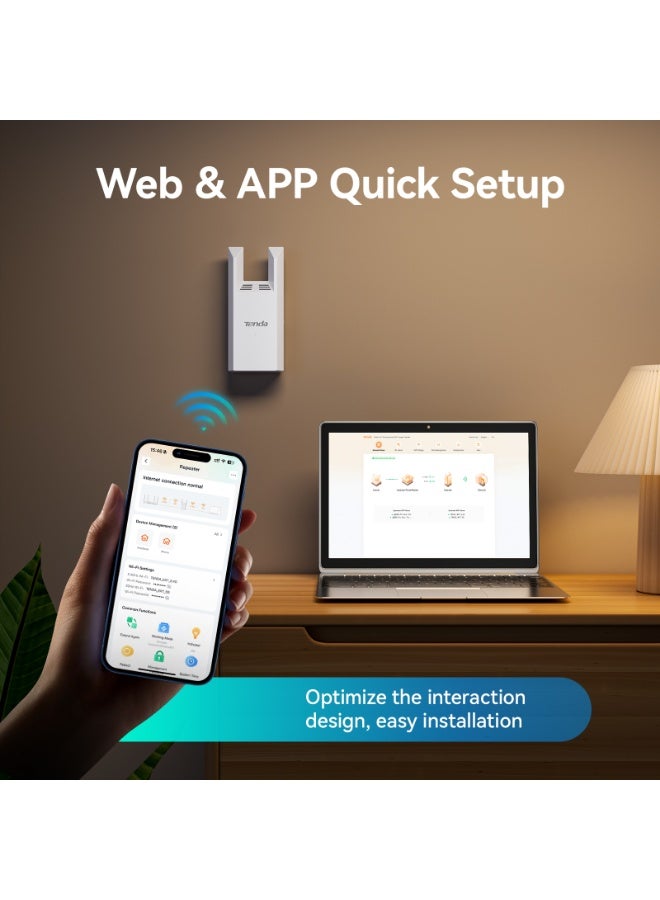 Tenda A18 Pro WiFi Repeater Dual Band AC1200 Mbps, Extender and Access Point Functionality 5GHz/2.4GHz with Gigabit LAN Port, LED Smart Signal, WPS Button, WPA2 Security, App Control white - Image 5