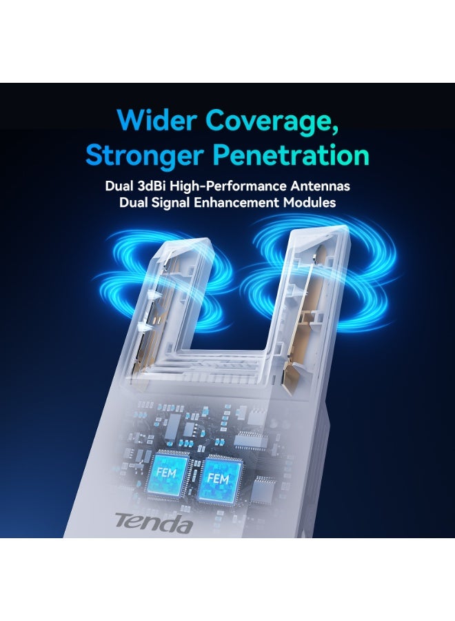 Tenda A18 Pro WiFi Repeater Dual Band AC1200 Mbps, Extender and Access Point Functionality 5GHz/2.4GHz with Gigabit LAN Port, LED Smart Signal, WPS Button, WPA2 Security, App Control white - Image 3