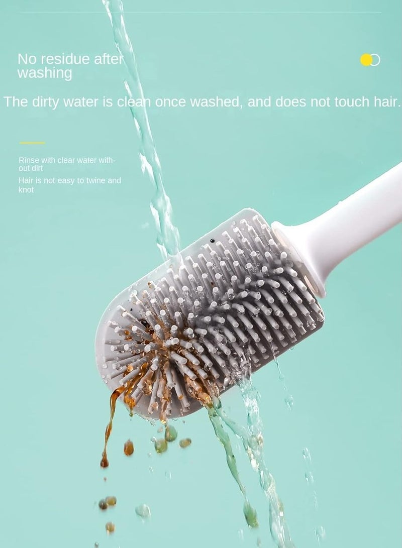 فلوشرينيك 1 عبوة فرشاة وحامل فرشاة حوض المرحاض بمقبض طويل، فرشاة وحامل فرشاة المرحاض، مجموعة فرشاة تنظيف المرحاض المدمجة للحمام، حامل بلاستيك صغير الحجم سهل الإخفاء، مقاوم للتنقيط، تنظيف عميق - Image 2