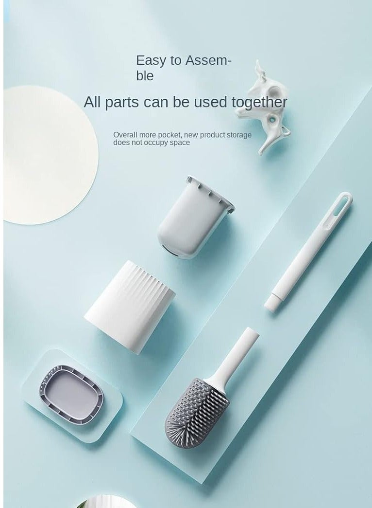 فلوشرينيك 1 عبوة فرشاة وحامل فرشاة حوض المرحاض بمقبض طويل، فرشاة وحامل فرشاة المرحاض، مجموعة فرشاة تنظيف المرحاض المدمجة للحمام، حامل بلاستيك صغير الحجم سهل الإخفاء، مقاوم للتنقيط، تنظيف عميق - Image 4