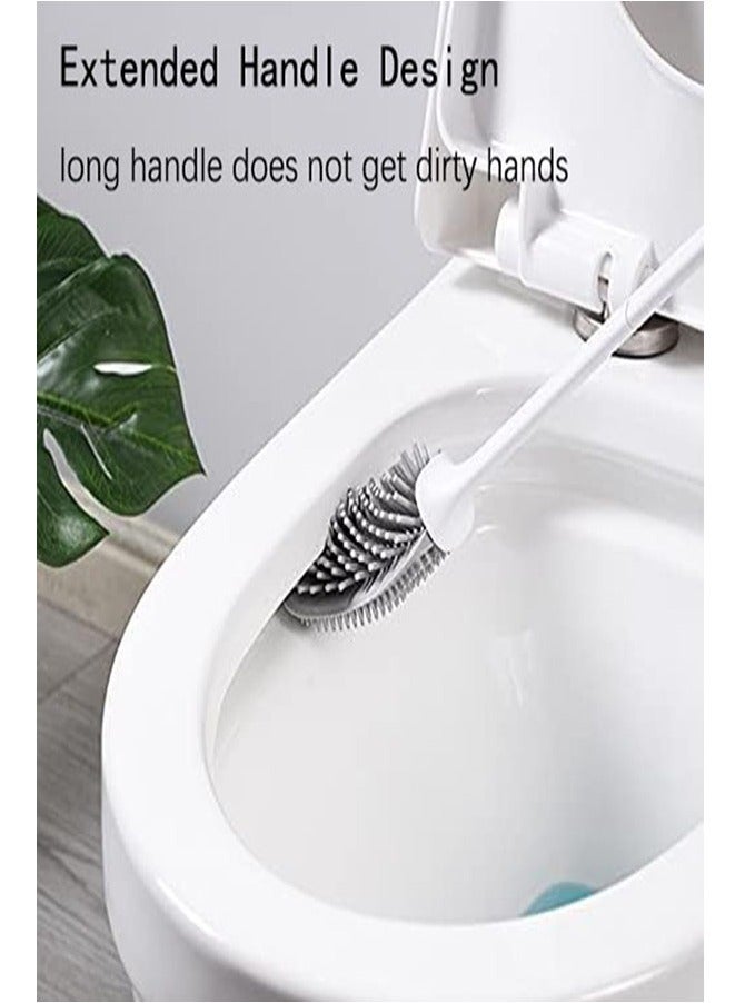 فلوشرينيك 1 عبوة فرشاة وحامل فرشاة حوض المرحاض بمقبض طويل، فرشاة وحامل فرشاة المرحاض، مجموعة فرشاة تنظيف المرحاض المدمجة للحمام، حامل بلاستيك صغير الحجم سهل الإخفاء، مقاوم للتنقيط، تنظيف عميق - Image 5