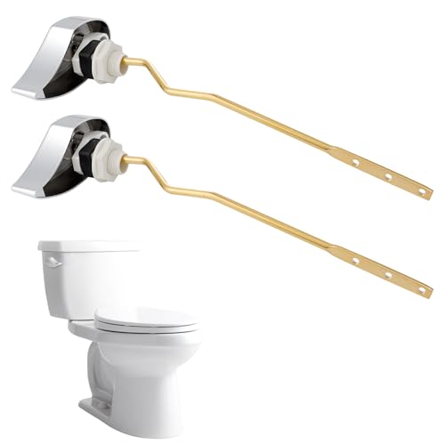 Hibbent 2 Pack Metal Toilet Handle Replacement, Compatible with TOTO THU068#CP Trip Lvr for St743S, Brass Handle Trip Lever, Side Mount Toilet Tank Flush Lever, Chrome - Image 1
