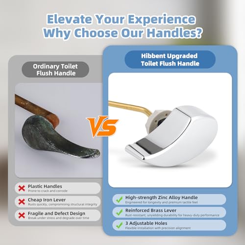 Hibbent 2 Pack Metal Toilet Handle Replacement, Compatible with TOTO THU068#CP Trip Lvr for St743S, Brass Handle Trip Lever, Side Mount Toilet Tank Flush Lever, Chrome - Image 3