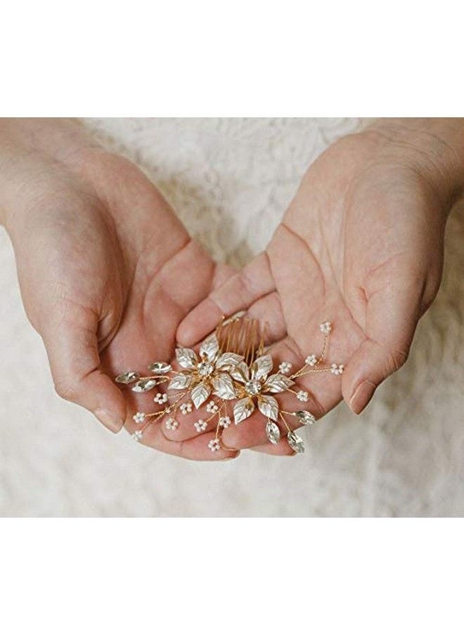 SWEETV Gold Bridal Hair Combhandmade Wedding Hair Clip Wedding Hair Accessories For Women  - Image 5
