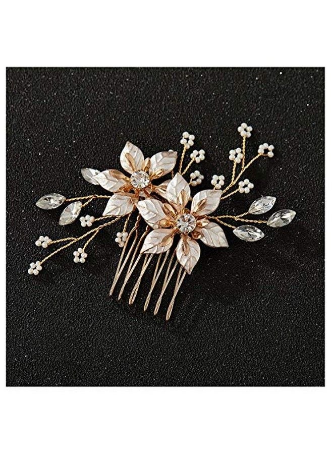 SWEETV Gold Bridal Hair Combhandmade Wedding Hair Clip Wedding Hair Accessories For Women  - Image 3