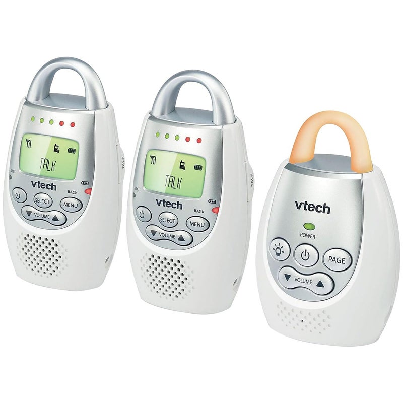 VTech DM221-2 Audio Baby Monitor with up to 1,000 ft of Range, Vibrating Sound-Alert, Talk Back Intercom, Night Light Loop & Two Parent Units, White - Image 3