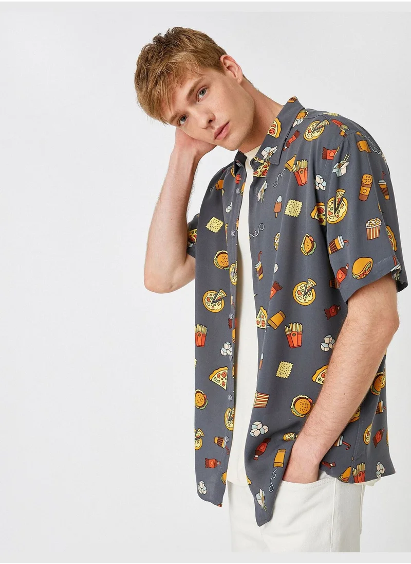 KOTON Patterned Short Sleeve Shirt