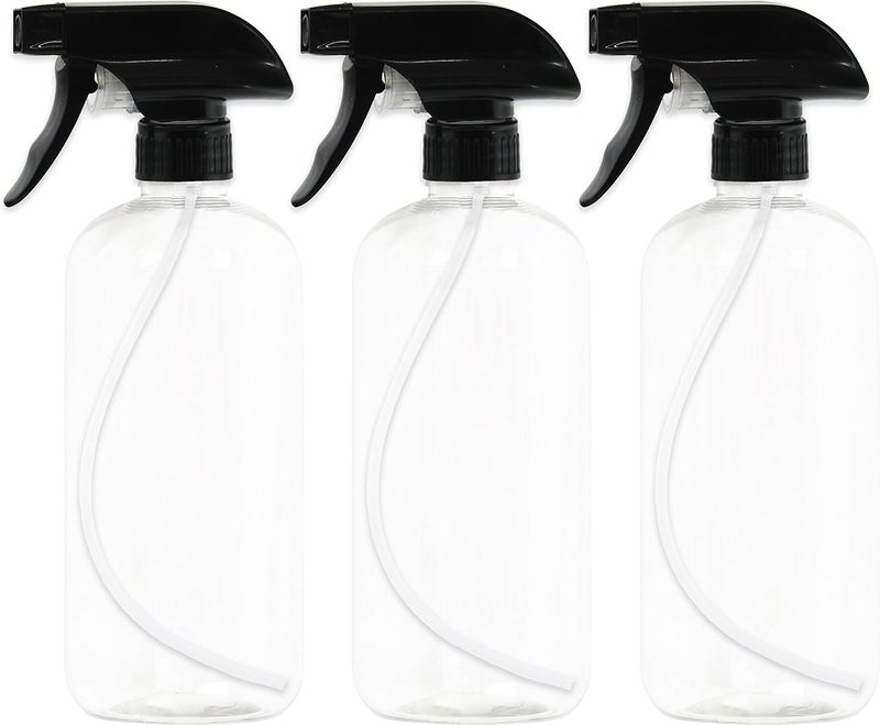 EPAuto Heavy Duty Chemical Resistant Spray Bottles with Sprayer (16 oz), Clear, 3-Pack - Image 1