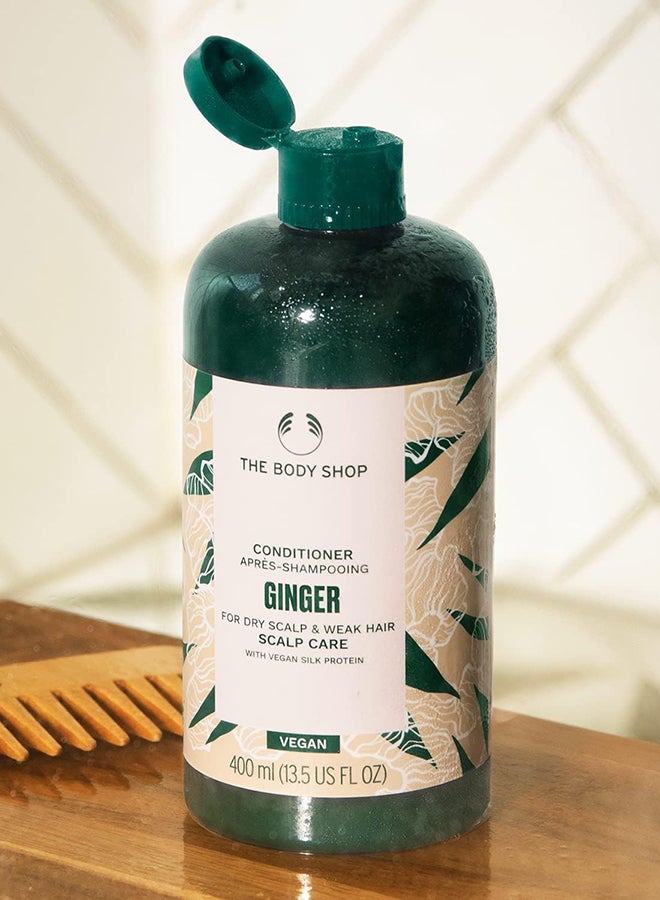 THE BODY SHOP Ginger Scalp Care Conditioner for Dry, Sensitive Scalp & Weak Hair | Strengthening Hair Conditioner with Vegan Silk Protein | 97% Natural Origin, Vegan, 400ml - Image 4