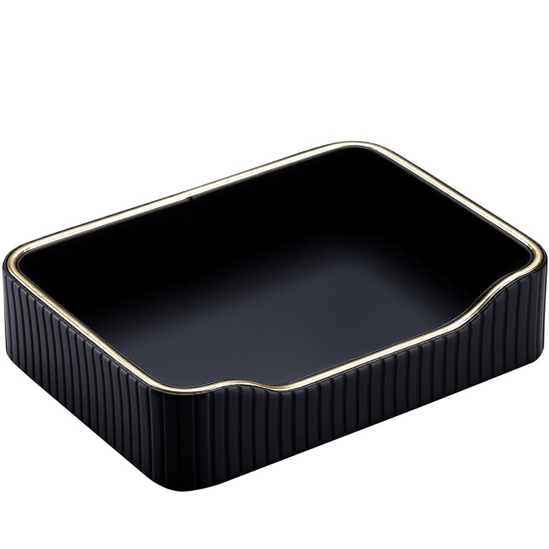 KINGFOM Prefume Tray, PU Leather Valet Tray Nightstand Organizer Perfume Trays for Men Women, Table Centerpieces Decorative Vanity Trays, Desk Organizer Tray for Key Jewelry Cosmetics (Black) - Image 4