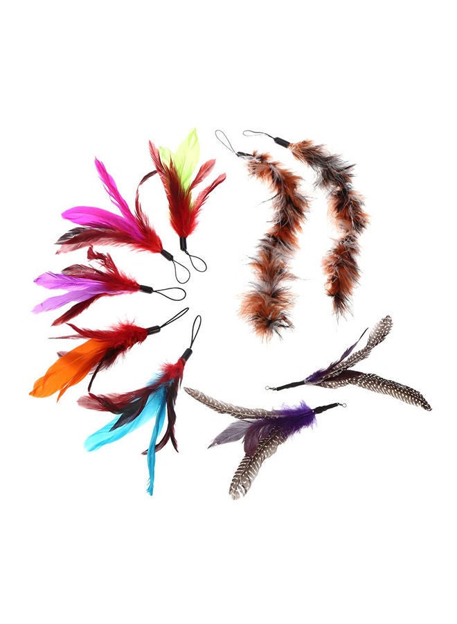 NIBEMINENT 9-Piece Luxury Colorful Natural Long Feather Set Multicolour 20.5grams