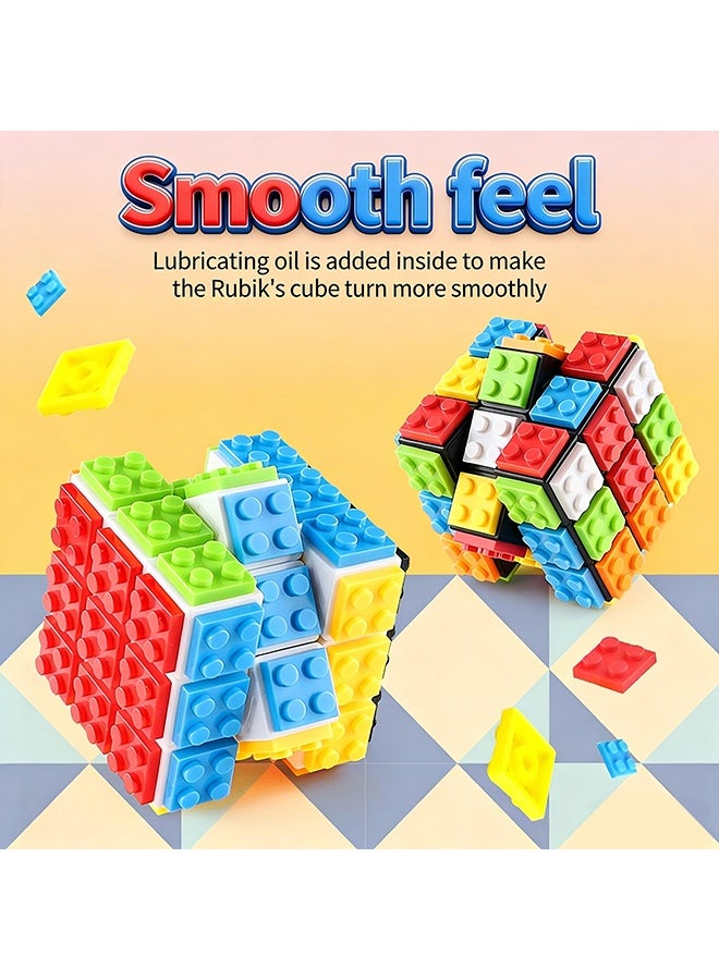Fanxin Magic Cube Rubix Cube 3x3 Build-on Brick Magic Cube Brain Teaser Puzzle and Bricks Toy in 1 for Kids Adult Gift Compatible with Lego - Image 5