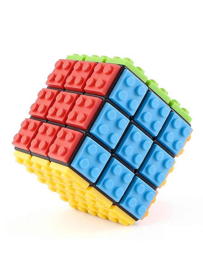 Fanxin Magic Cube Rubix Cube 3x3 Build-on Brick Magic Cube Brain Teaser Puzzle and Bricks Toy in 1 for Kids Adult Gift Compatible with Lego - Image 1