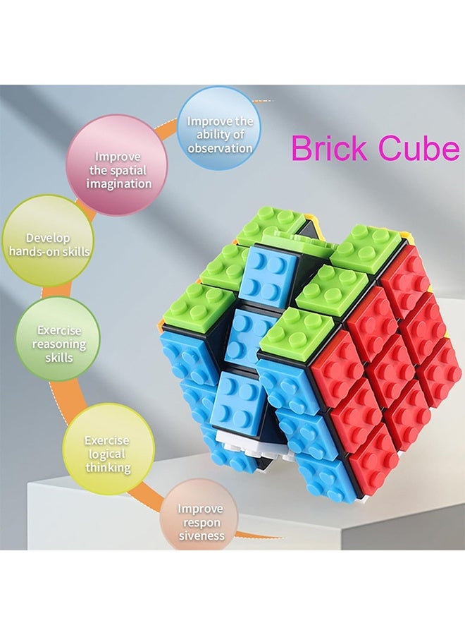 Fanxin Magic Cube Rubix Cube 3x3 Build-on Brick Magic Cube Brain Teaser Puzzle and Bricks Toy in 1 for Kids Adult Gift Compatible with Lego - Image 3