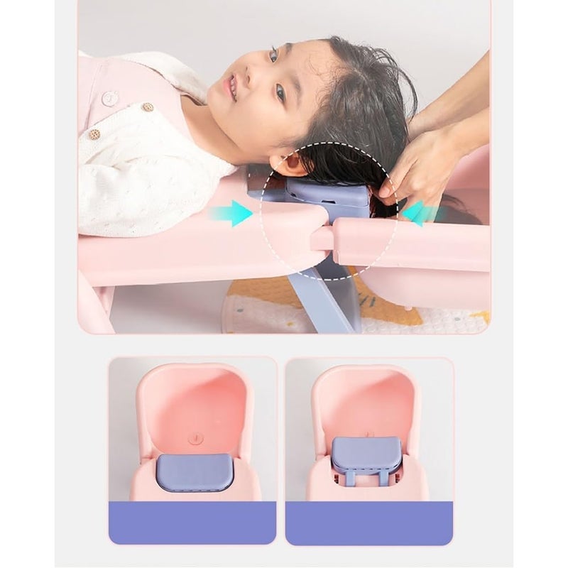 Grofly 3 in 1 Hair Washing Chair Kids Hair Washing Bath Seat TearFree Toddler Head Hair Rinser Salon Seat for Girls Boys Adjustable Childrens Shampoo Chair is Suitable for 06 Years - Image 5
