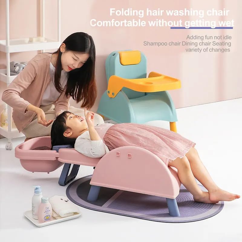 Grofly 3 in 1 Hair Washing Chair Kids Hair Washing Bath Seat TearFree Toddler Head Hair Rinser Salon Seat for Girls Boys Adjustable Childrens Shampoo Chair is Suitable for 06 Years - Image 3