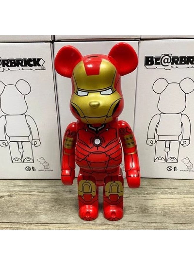 Hundred Bearbricck Vinyl Violence Bear Ornaments Building Blocks Bear Fluid Bear Toy Hand Doll 400%-Color:Steel - Image 1