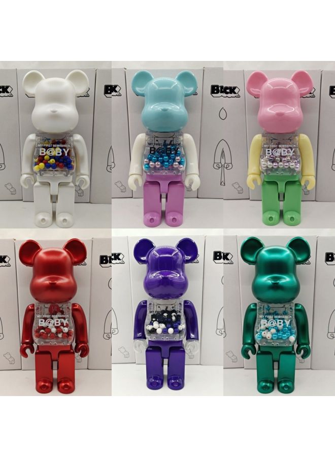 Hundred Bearbricck Vinyl Violence Bear Ornaments Building Blocks Bear Fluid Bear Toy Hand Doll 400%-Color:Steel - Image 4