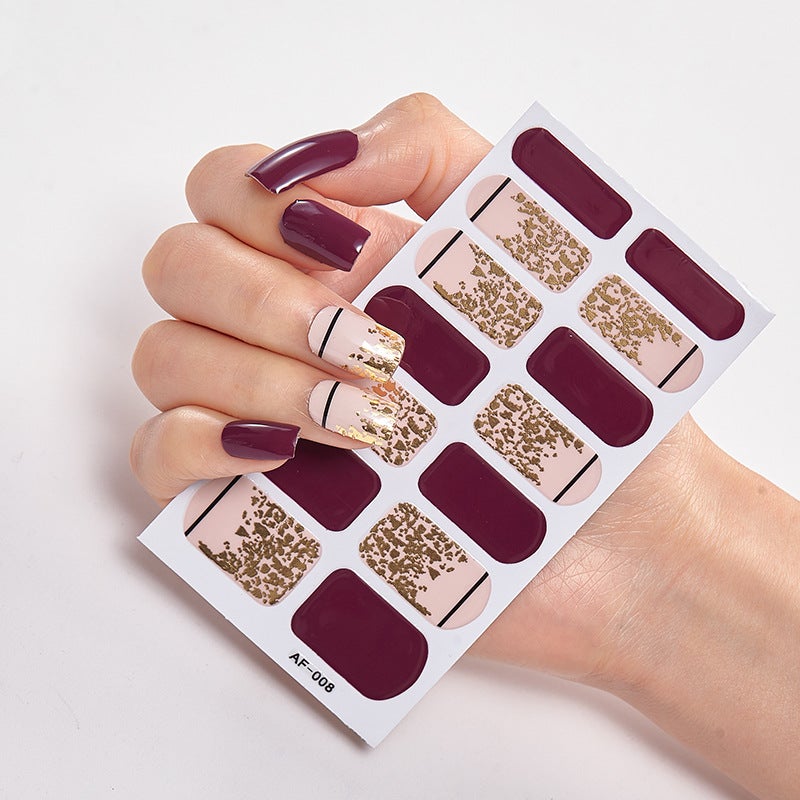 Cured Gel Nail Polish Strips Stickers, Adhesive Full Wrap Gel Nail Art Sticker, Waterproof Gel Nail Wrap Stickers with Nail File and Stick - Image 1