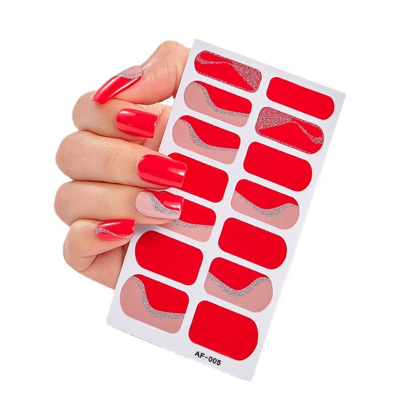 Cured Gel Nail Polish Strips Stickers, Adhesive Full Wrap Gel Nail Art Sticker, Waterproof Gel Nail Wrap Stickers with Nail File and Stick - Image 3