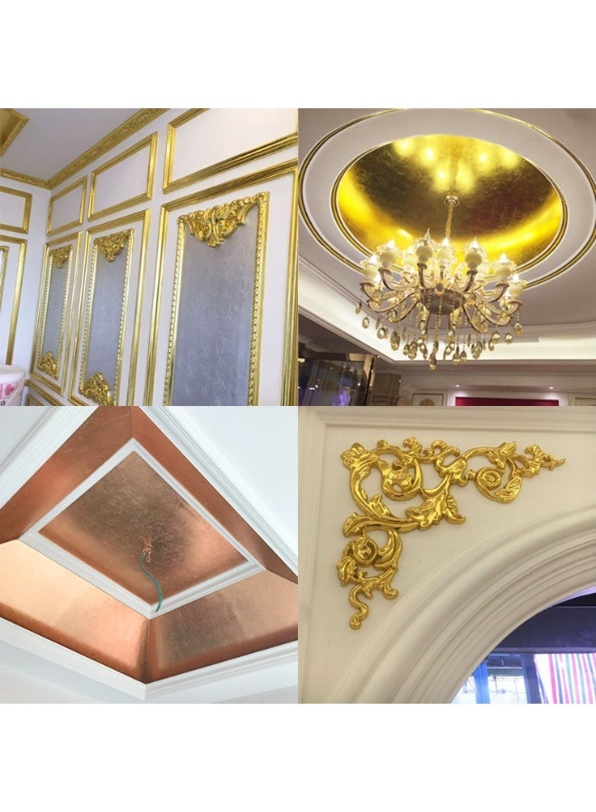 Beone 100-Piece Lmitation Gold Foil Stickers, Self adhesive Decorative Foil Paper, for Arts Decoration, Handcrafts, Gilding, Furniture, Nail Painting, Paintings, Wall Art, DIY, 14X14cm Gold - Image 3
