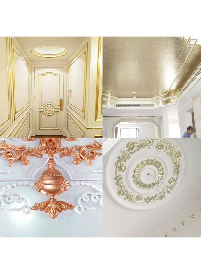 Beone 100-Piece Lmitation Gold Foil Stickers, Self adhesive Decorative Foil Paper, for Arts Decoration, Handcrafts, Gilding, Furniture, Nail Painting, Paintings, Wall Art, DIY, 14X14cm Gold - Image 2