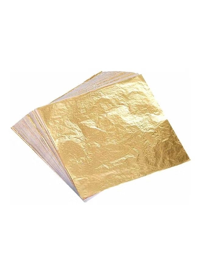 Beone 100-Piece Lmitation Gold Foil Stickers, Self adhesive Decorative Foil Paper, for Arts Decoration, Handcrafts, Gilding, Furniture, Nail Painting, Paintings, Wall Art, DIY, 14X14cm Gold - Image 1