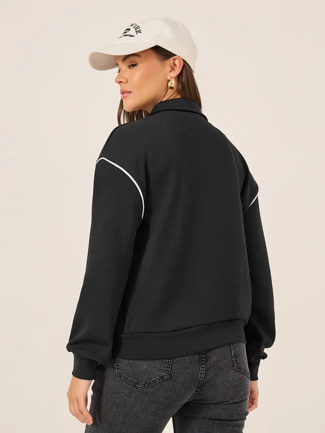 Styli Styli Contrast Trim Regular Fit Regular Length Bomber Jacket