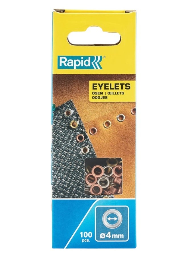Rapid Eyelets for Textile Applications – 4 mm, 100 Pieces, Aluminum, Silver/Blue/Green - Image 1