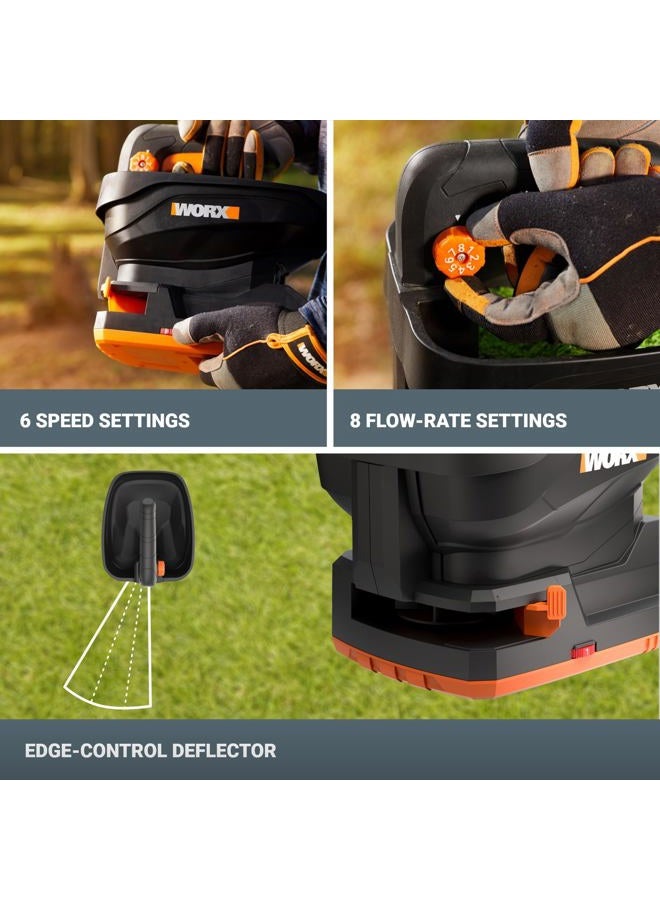 WORX 20V Cordless Seed Spreader 6-Speeds 5-Ft. Max Distance, Fertilizer Spreaders 8 Flow-Rate Settings, Broadcast Spreader Easier Than Hand Spreaders for Lawns WG869 – Battery & Charger Included - Image 4