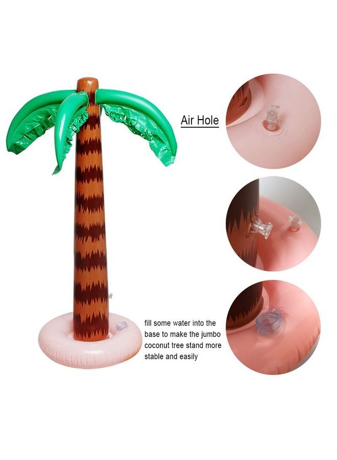 Aniann Inflatable Palm Tree Decoration 2 Pack Jumbo Coconut Trees Beach Backdrop Favor Tropical Blow Up Hawaiian Summer Party Decor For Hawaiian Luau Party Decoration - Image 4