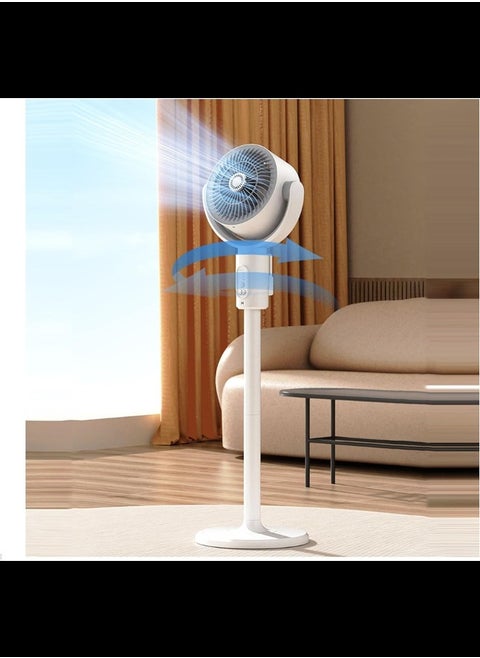 33" Standing Smart Fans, 360 Circulation Quiet Powerful Floor Fan, Adjustable Height, Remote Control,For Bedroom Home Office White (Color : Plug-in model)