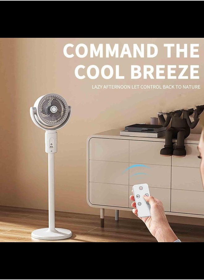 33" Standing Smart Fans, 360 Circulation Quiet Powerful Floor Fan, Adjustable Height, Remote Control,For Bedroom Home Office White (Color : Plug-in model)