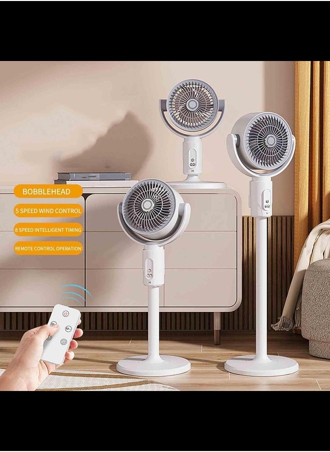 33" Standing Smart Fans, 360 Circulation Quiet Powerful Floor Fan, Adjustable Height, Remote Control,For Bedroom Home Office White (Color : Plug-in model)