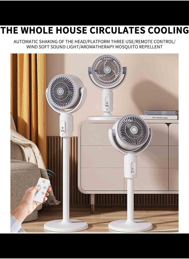 33" Standing Smart Fans, 360 Circulation Quiet Powerful Floor Fan, Adjustable Height, Remote Control,For Bedroom Home Office White (Color : Plug-in model)