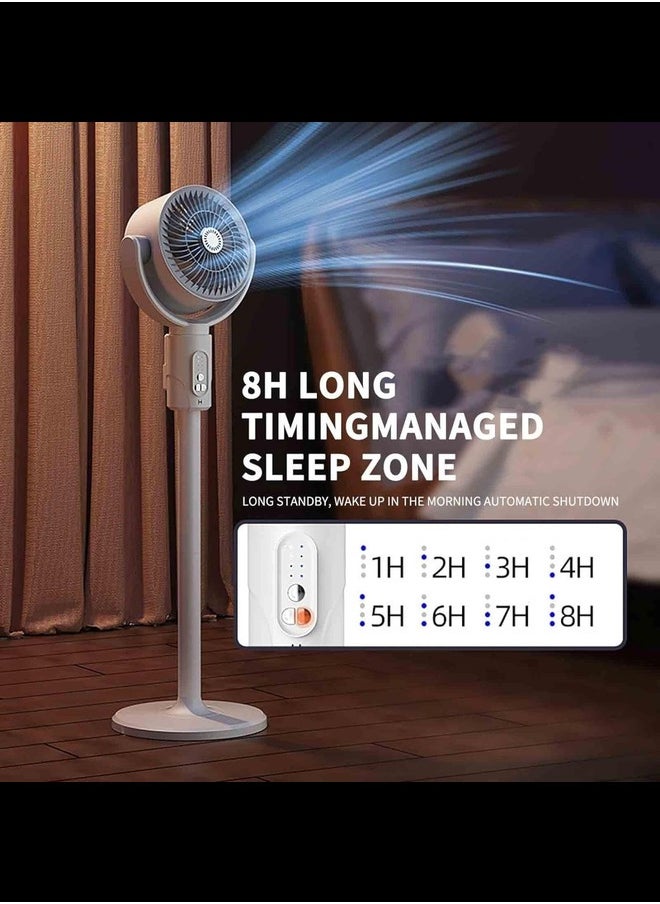 33" Standing Smart Fans, 360 Circulation Quiet Powerful Floor Fan, Adjustable Height, Remote Control,For Bedroom Home Office White (Color : Plug-in model)
