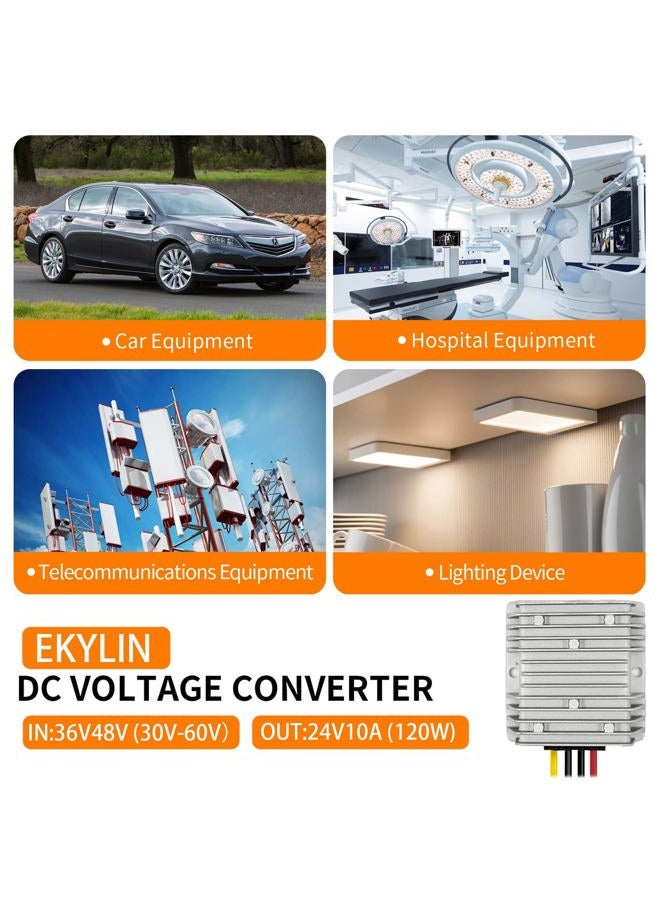 Ekylin محول خافض للجهد من DC 24V إلى DC 12V بقدرة 10A 120W لمركبات الشاحنات والسيارات وأنظمة الطاقة الشمسية (مدخلات DC15-40V) - Image 3