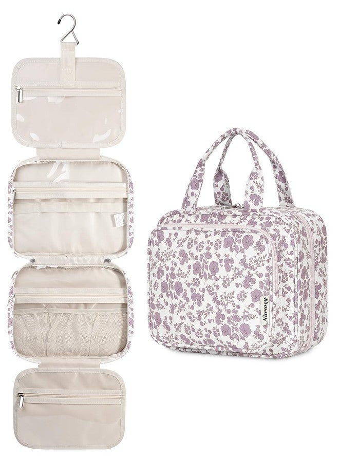 Narwey Hanging Toiletry Bag for Women Toiletries Bag for Travel Size Essentials Accessories, Y-Little Dusty Pink Flower, Medium - Image 1