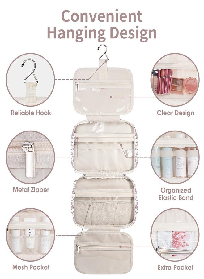Narwey Hanging Toiletry Bag for Women Toiletries Bag for Travel Size Essentials Accessories, Y-Little Dusty Pink Flower, Medium - Image 4