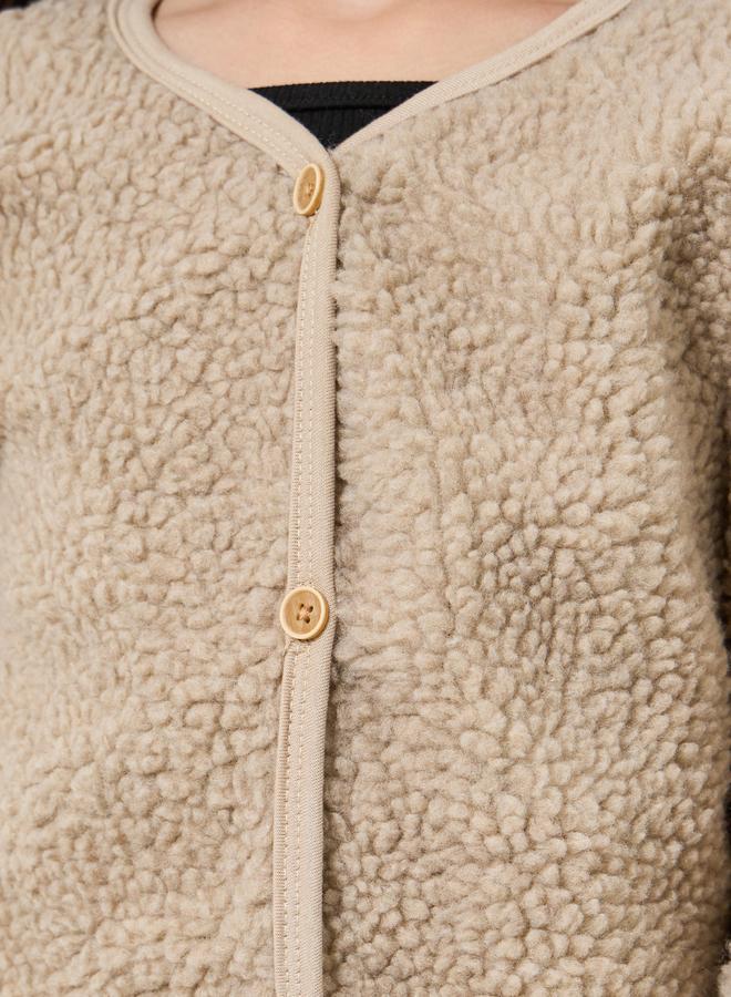Styli Girls Khaki Fleece Cardigan - Image 4