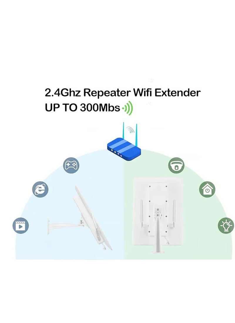Generic - WiFi Extender Signal Booster Solar Battery Outdoor, up to 300-feet, Internet WiFi Extender with LAN Port, Wireless Signal Booster WiFi Repeater 300Mbps 2.4G WiFi, Applicable to 2.4G Router - Image 1