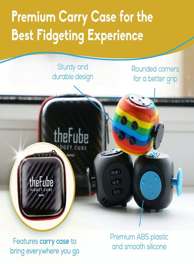 PILPOC theFube Fidget Cube - Deluxe Authentic Fidget Toys for Adults & Kids - Premium Protective Case, Stress Cube, Anxiety Toys, ADHD, OCD, Autism. Quiet Sides & Fidget Clicker Toy (Rainbow) - Image 5