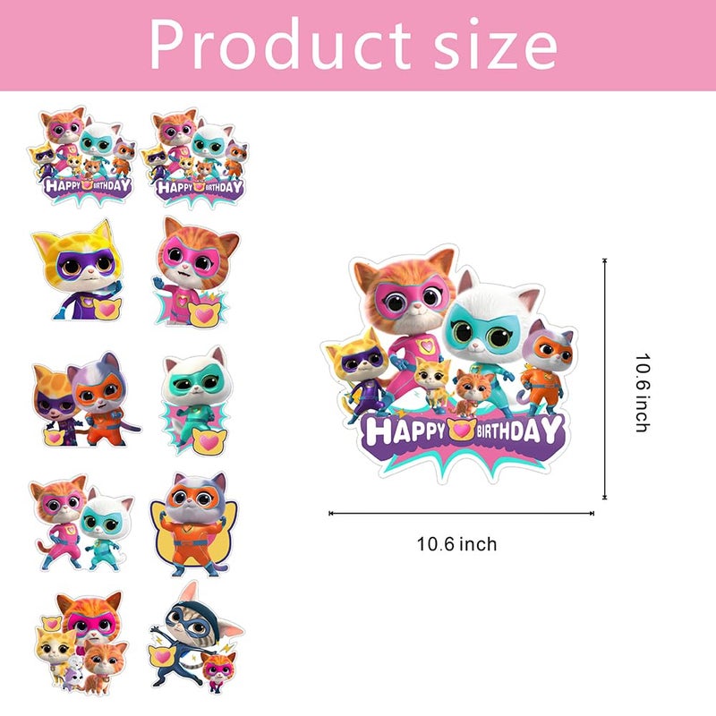 BNFUO 2pcs Super Cats Porch Sign Door Hanging Banner, Cute Animal Birthday Party Supplies for Kids Party Wall Decorations - Image 3